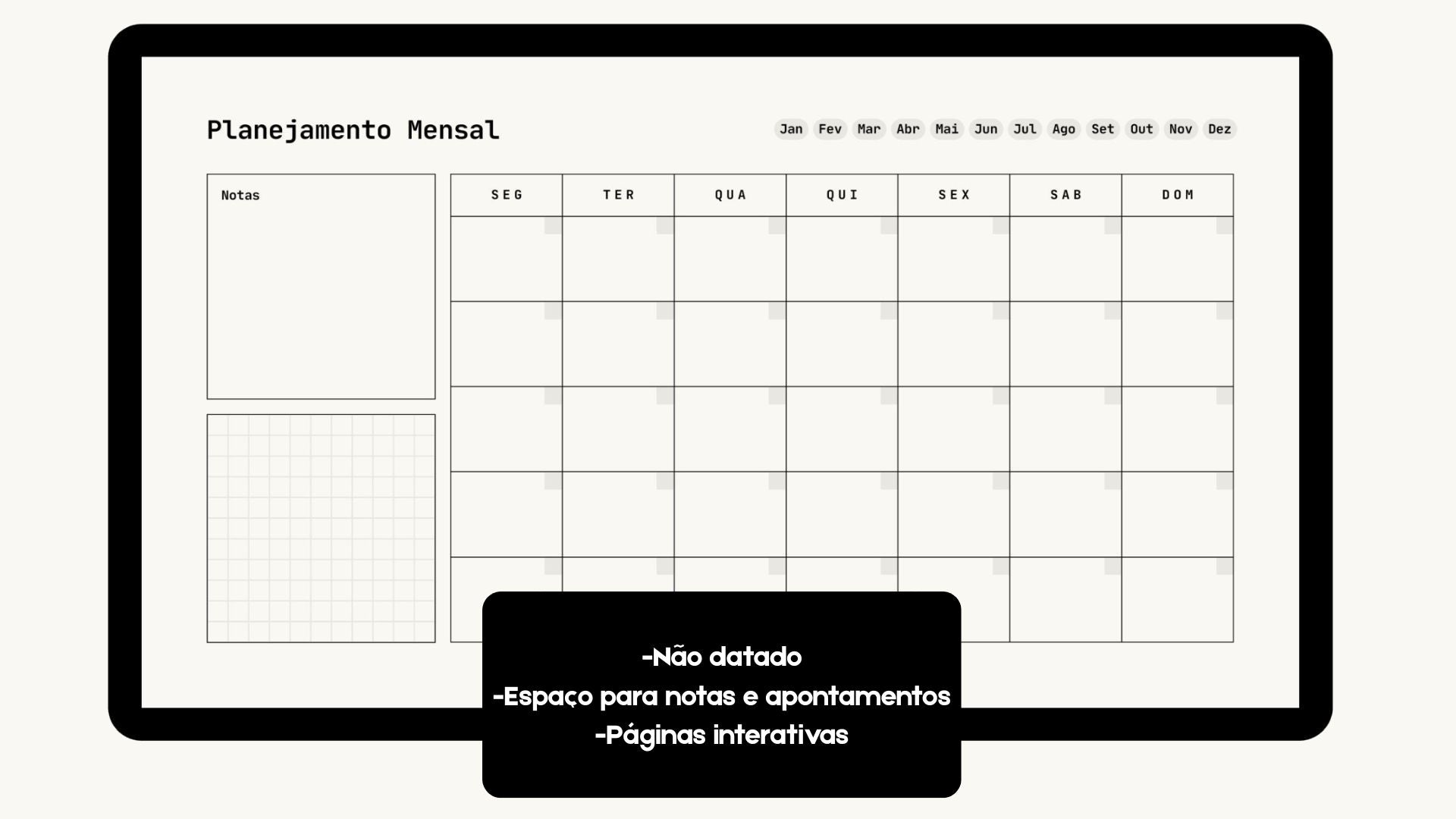 Planner Mensal Beige